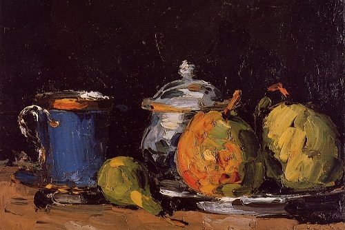 Sugar Bowl, Pears, and Blue Cup