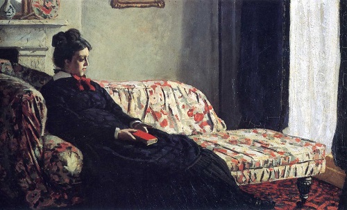 Madame Monet Sitting on a Sofa