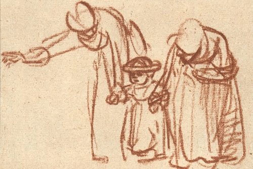 Two Women Teaching a Child to Walk