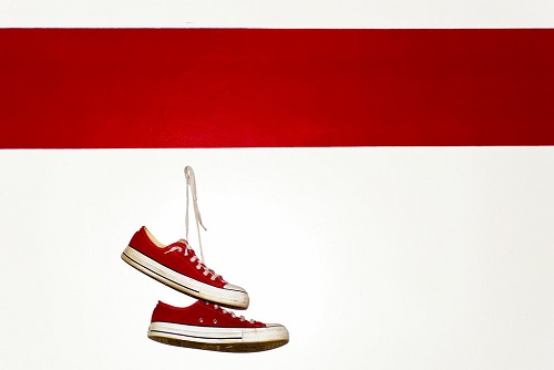 Chucks on the Wall of the Red Line