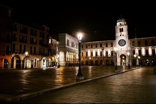 Piazza dei Signori in Padua, Italy, Deserted at Night