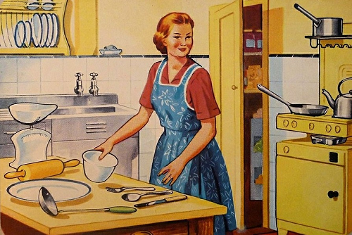 Blue Apron in a Retro Kitchen
