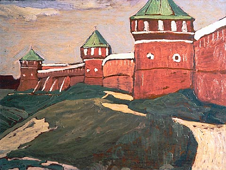 Walls of the Saviour-Euthymius Monastery, painting by Nicholas Roerich / WikiArt