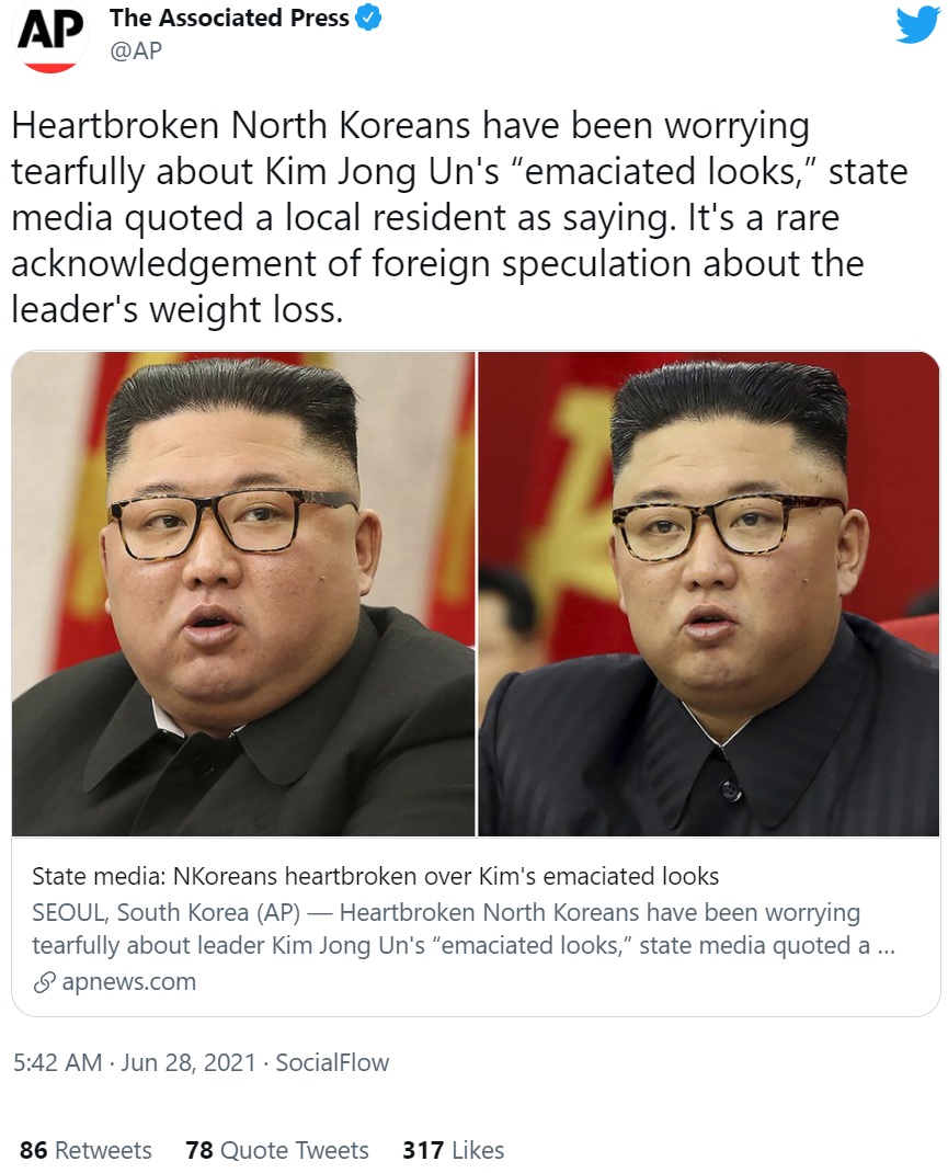 Kim Jong Un Emaciated Tweet