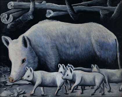 White Sow with Piglets