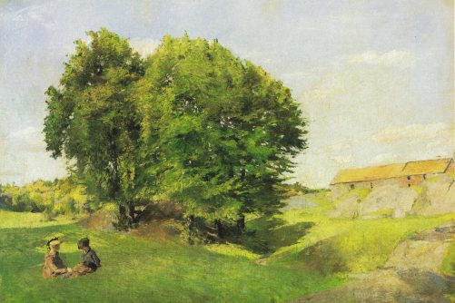 Two Children and a Group of Trees