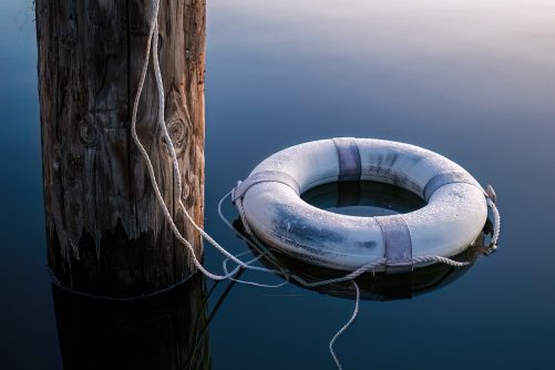 Frost-Covered Lifebuoy