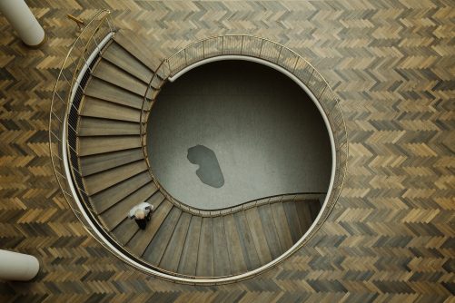 Stairwell and Kidney-Shaped Capstone