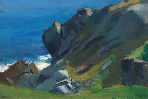 Rocky Shore and Sea, painting by Edward Hopper