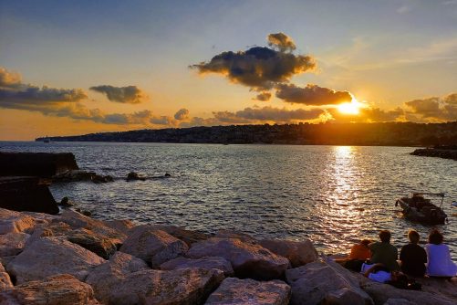 Fading Sun at Castel dell'Ovo, Naples, photograph by Ted Kyle