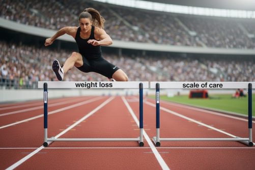 Hurdles, illustration created with Gemini image generation for ConscienHealth