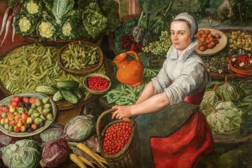 The Vegetable Seller, painting attributed to Joachim Beuckelaer