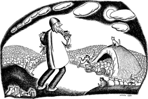 Cats All Around, Illustration for “Millions of Cats” by Wanda Gág
