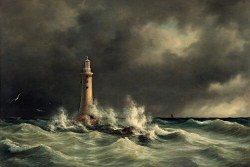 Lighthouse at Stora Bält, painting by Anton Melbye