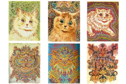 Six Cats, paintings by Louis Wain